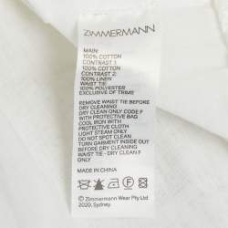 Pre Owned Zimmermann White Lace Tiered Belted Maxi Dress XS