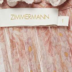 مملوكة مسبقًا فستان زيمرمان شيفون مطبوع بالورود زهري ماكسي مقاس صغير - سمول