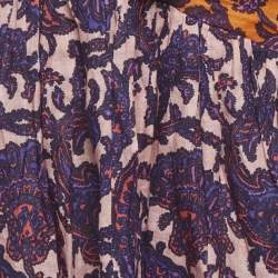 Pre Owned Zimmermann Multicolor Printed Linen Bow Detail Midi Dress M