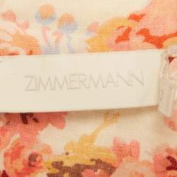 مملوكة مسبقًا Zimmermann Pink/White Floral Print Linen Short Dress L