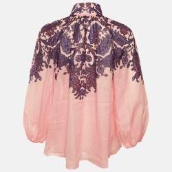 مملوكة مسبقًا Zimmermann Pink Paisley Print Ramie Tiggy Billow Blouse M