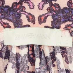 مملوكة مسبقًا Zimmermann Pink Paisley Print Ramie Tiggy Billow Blouse M