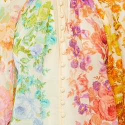Pre Owned Zimmermann Multicolor Floral Print Ramie Raie Billow Blouse M