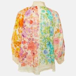 Pre Owned Zimmermann Multicolor Floral Print Ramie Raie Billow Blouse M