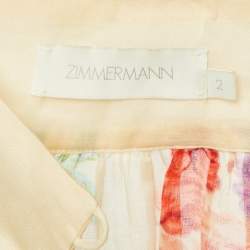 Pre Owned Zimmermann Multicolor Floral Print Ramie Raie Billow Blouse M