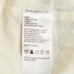 Pre Owned Zimmermann Olive Green/Cream Crochet Devi Ruffled Midi Dress S