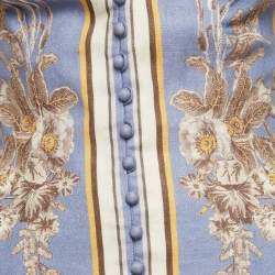 Pre Owned Zimmermann Purple Floral Print Linen Maxi Ottie Dress S