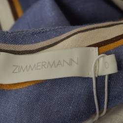 Pre Owned Zimmermann Purple Floral Print Linen Maxi Ottie Dress S