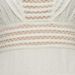 Pre Owned Zimmermann White Cotton & Lace Ruffled Mini Dress M