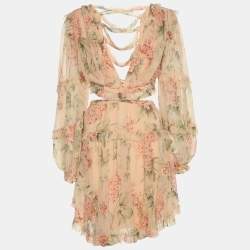 مملوكة مسبقًا فستان زيمرمان حرير متعدد الألوان بطبعة قص ميدي مقاس صغير - سمول