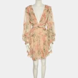 Pre Owned Zimmermann Multicolor Printed Silk Cut Out Midi Dress S