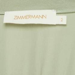 Pre Owned Zimmermann Pastel Green Silk Wrap Mini Dress M