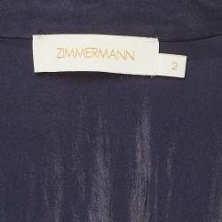 مملوكة مسبقًا Zimmermann Navy Blue Silk Wrap Mini Dress M