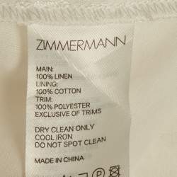 Pre Owned Zimmermann White Linen Shirring Detail Midi Dress S