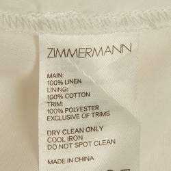 Pre Owned Zimmermann White Linen Shirring Detail Midi Dress S