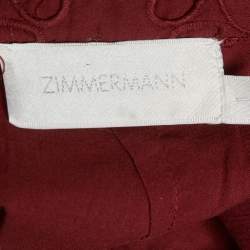 Pre Owned Zimmermann Burgundy Broderie Anglaise Shorts M