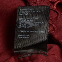 Pre Owned Zimmermann Burgundy Broderie Anglaise Shorts M