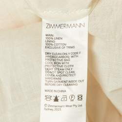 Pre Owned Zimmermann White Floral Printed Linen Tranquility Midi Dress XS