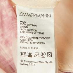 Pre Owned Zimmermann White & Pink Printed Cotton Corset Midi Dress XS