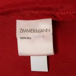 مملوكة مسبقًا Zimmermann Red Satin Ruffle Wrap Mini Dress XS