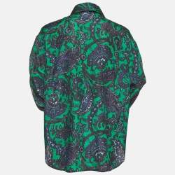 Pre Owned Zimmermann Green/Blue Paisley Print Silk Tiggy Shirt S