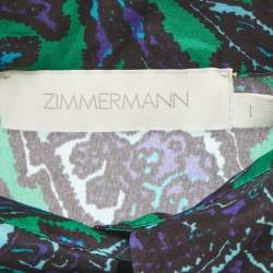 Pre Owned Zimmermann Green/Blue Paisley Print Silk Tiggy Shirt S