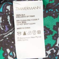 Pre Owned Zimmermann Green/Blue Paisley Print Silk Tiggy Shirt S