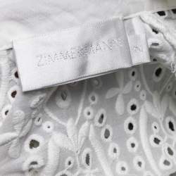Pre Owned Zimmermann White Eyelet Cotton Scalloped Hem Detailed Blouse S