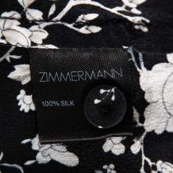 Pre Owned فستان ميدي زيمرمان حرير مورد مطبوع بكشكشة مزينة مقاس صغير - سمول