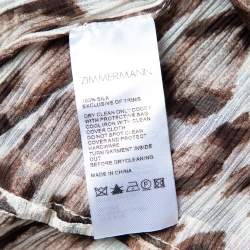 مملوكة مسبقًا Zimmermann Brown Animal Printed Silk Chiffon Tiered Midi Dress M