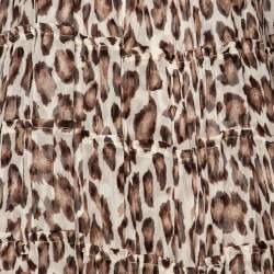 مملوكة مسبقًا Zimmermann Brown Animal Printed Silk Chiffon Tiered Midi Dress M