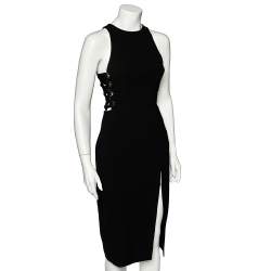 مملوكة مسبقًا فستان زيمرمان ضيق بلا أكمام رباط جانبي منقوش أسود مقاس متوسط