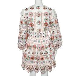 Pre Owned Zimmermann Multicolour Embroidered Cotton Pleated Plunge Dress S