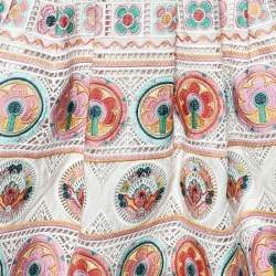 Pre Owned Zimmermann Multicolour Embroidered Cotton Pleated Plunge Dress S