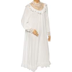 Pre Owned فستان زيمرمان دانتيل وقطن أبيض حافة مزينة منفوشة متوسطة الطول مقاس متوسط (ميديوم)