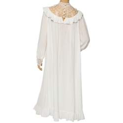 Pre Owned فستان زيمرمان دانتيل وقطن أبيض حافة مزينة منفوشة متوسطة الطول مقاس متوسط (ميديوم)