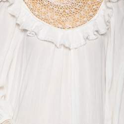 Pre Owned فستان زيمرمان دانتيل وقطن أبيض حافة مزينة منفوشة متوسطة الطول مقاس متوس ط (ميديوم)