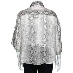 Pre Owned Zimmermann Beige Snake Printed Linen & Silk Corsage Safari Shirt S