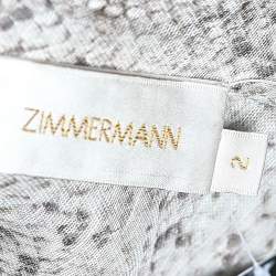 Pre Owned Zimmermann Beige Snake Printed Linen & Silk Corsage Safari Shirt S