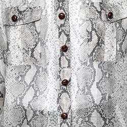 Pre Owned Zimmermann Beige Snake Printed Linen & Silk Corsage Safari Shirt S