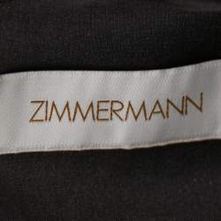 Pre Owned Zimmermann Black Mesh Plissé Pleated Balloon Sleeve Crop Top M