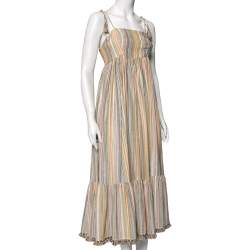 Pre Owned Zimmermann Multicolored Lurex Rainbow Striped Cotton Juniper Dress M