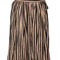 Pre Owned Zimmermann Beige & Black Striped Cotton Midi Skirt S