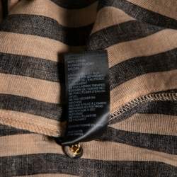 Pre Owned Zimmermann Beige & Black Striped Cotton Midi Skirt S