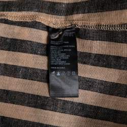 Pre Owned Zimmermann Beige & Black Striped Cotton Midi Skirt S