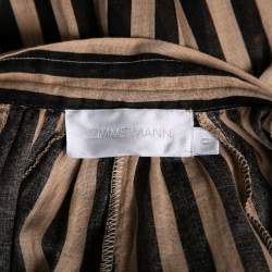 Pre Owned Zimmermann Beige & Black Striped Cotton Midi Skirt S