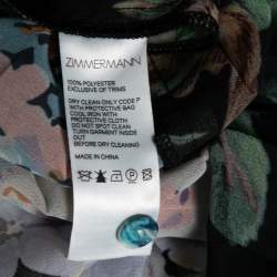Pre Owned Zimmermann Multicolored Floral Printed Chiffon Pleated Midi Dress M