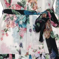 Pre Owned Zimmermann Multicolored Floral Printed Chiffon Pleated Midi Dress M