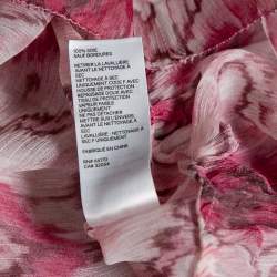 Pre Owned Zimmermann Pink Printed Silk Chiffon Long Sleeve Belted Dress L