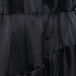 Pre Owned Zimmermann Black Silk Stain Ruffle Tiered Belted Dress L